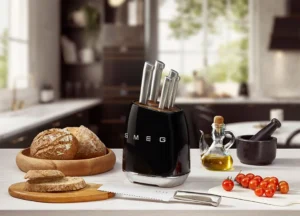 سرویس چاقو 7پارچه اسمگ رنگ مشکی مدل Smeg KBSF02BL ایتالیایی (اصل)
