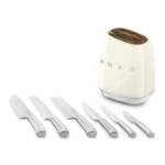 سرویس چاقو 7پارچه اسمگ رنگ کرم مدل Smeg KBSF02CR ایتالیایی (اصل)